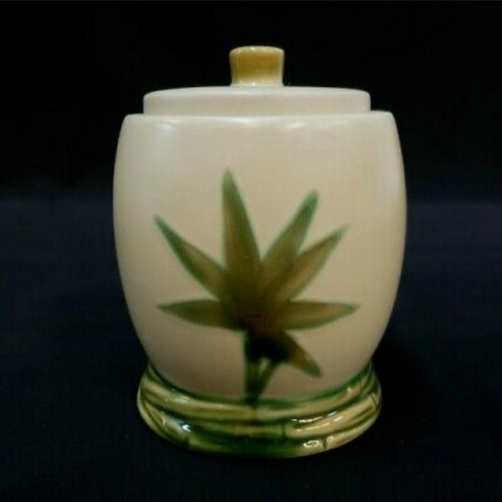 Candy Jar Green Bamboo Bay Stoneware Roscher & Co Storage Rare